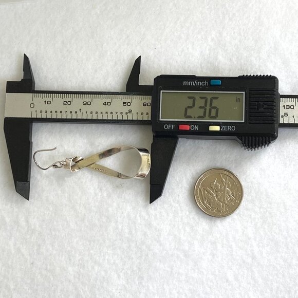 Sterling Silver 925 Mexico HOB 2.36" Modernist Twisted Elongated Hoop Earrings - Picture 14 of 16